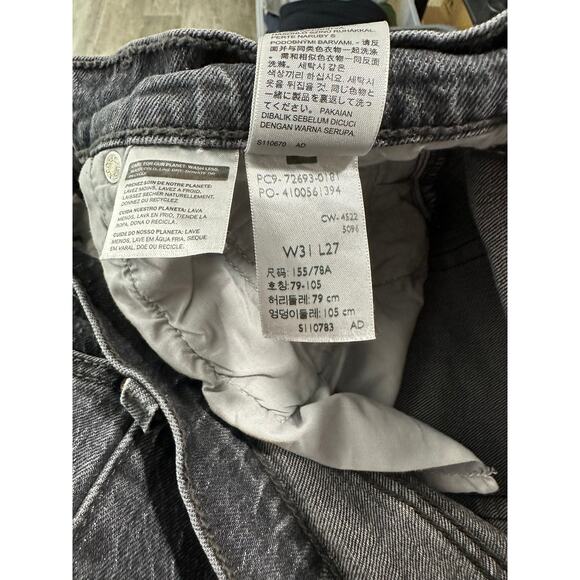 Levi's Premium Ribcage Straight Ankle Jeans Black Size 31 Button Fly - Picture 10 of 15